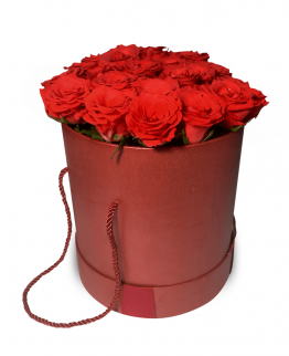25 красных роз в шляпной коробке фото 951