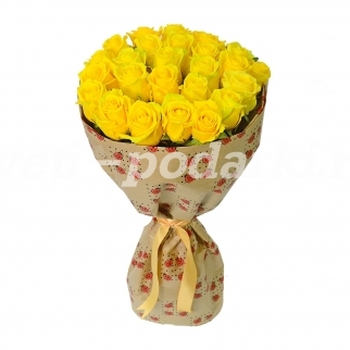 Букет из 25 желтых роз в крафте фото 1053