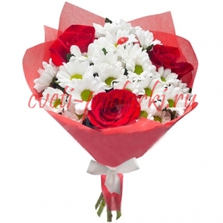 Букет из роз и хризантем Летний дар фото 732