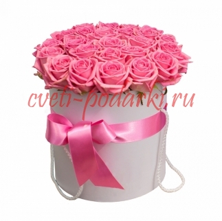 35 розовых роз в шляпной коробке фото 961